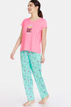 Zivame Her World Cotton Pyjama Set - Aruba Blue — thumbnail 2